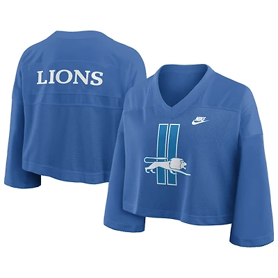 Maillot de mode court en maille Dri-FIT Nike Detroit Lions Rewind bleu pour femme