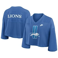 Maillot de mode court en maille Dri-FIT Nike Detroit Lions Rewind bleu pour femme