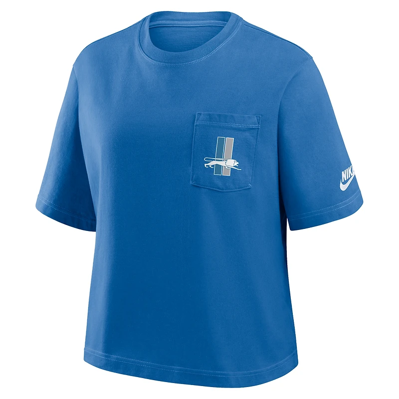 Women's Nike Blue Detroit Lions Rewind Pocket Boxy T-Shirt