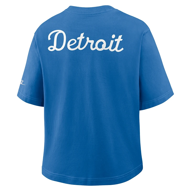Women's Nike Blue Detroit Lions Rewind Pocket Boxy T-Shirt