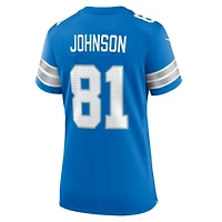maillot Nike Calvin Johnson bleu pour femme, de match retiré l'équipe des Lions Détroit