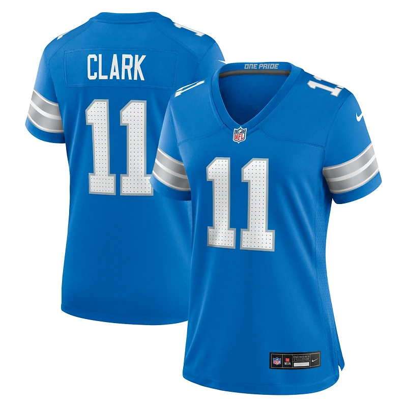 Maillot de match Nike Damone Clark bleu des Lions Détroit pour femmes