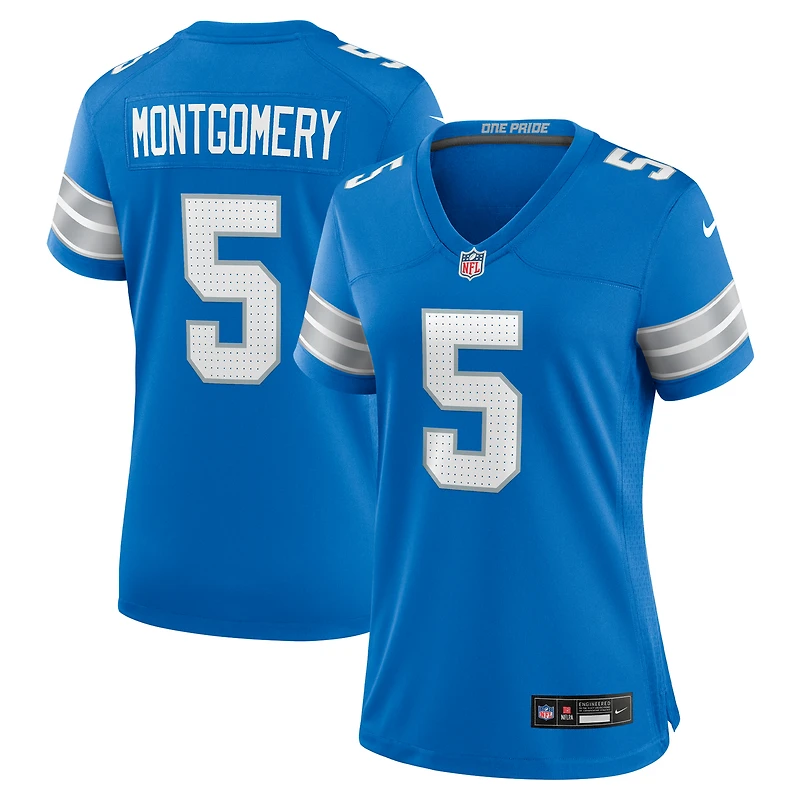 Maillot de match Nike David Montgomery bleu des Lions Détroit pour femme