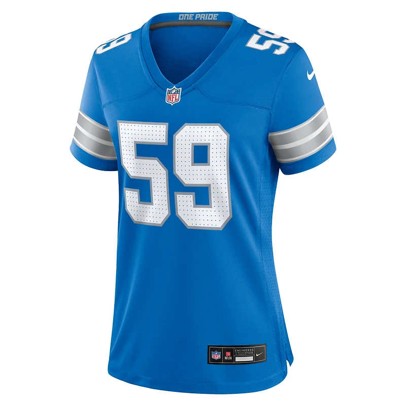 Women's Nike Giovanni Manu  Blue Detroit Lions Team Game Jersey