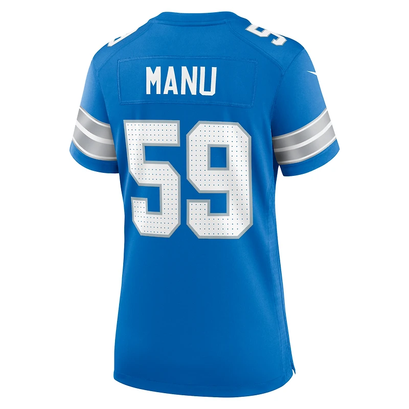 Women's Nike Giovanni Manu  Blue Detroit Lions Team Game Jersey