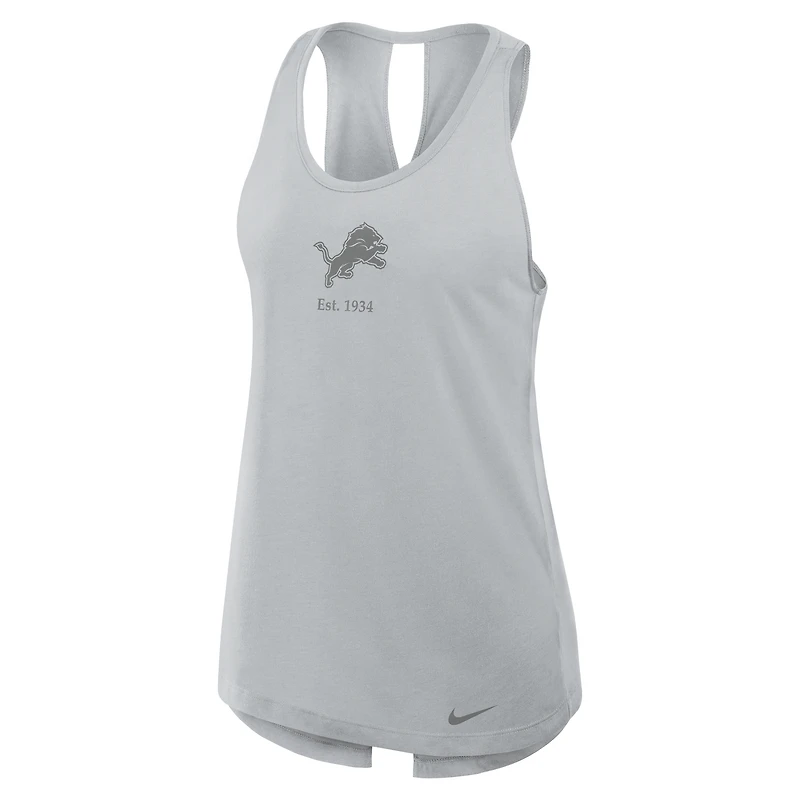 Women's Nike Gray Detroit Lions Glory Open-Back Crisscross Dri-FIT Tank Top