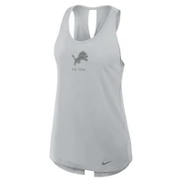 Women's Nike Gray Detroit Lions Glory Open-Back Crisscross Dri-FIT Tank Top