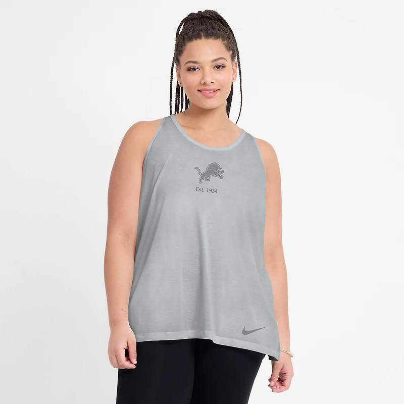 Women's Nike Gray Detroit Lions Glory Open-Back Crisscross Dri-FIT Tank Top