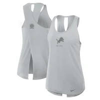 Women's Nike Gray Detroit Lions Glory Open-Back Crisscross Dri-FIT Tank Top