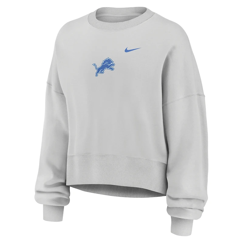 Women's Nike Gray Detroit Lions Oversized Primetime Phoenix Fleece Sweatshirt
