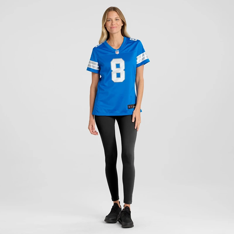 Maillot de match Nike Greg Dortch bleu des Lions Détroit pour femmes