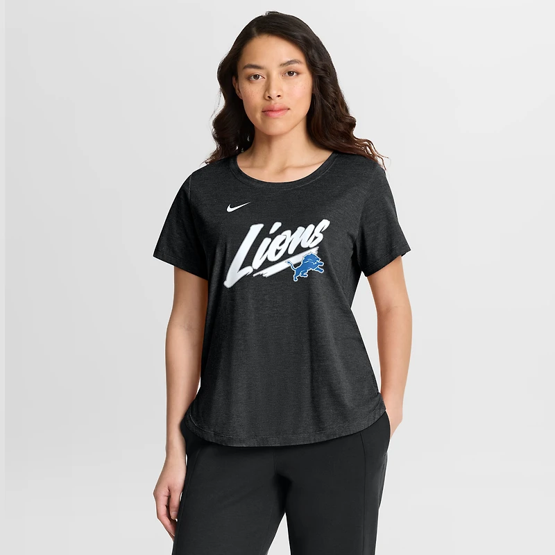T-shirt Nike Heather Black Detroit Lions Lockup Tri-Blend pour femme