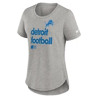T-shirt Nike gris chiné pour femme Detroit Lions Team Shout-Out Tri-Blend