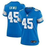 Maillot de match Nike Isaac Ukwu des Detroit Lions pour femme, bleu, bleu