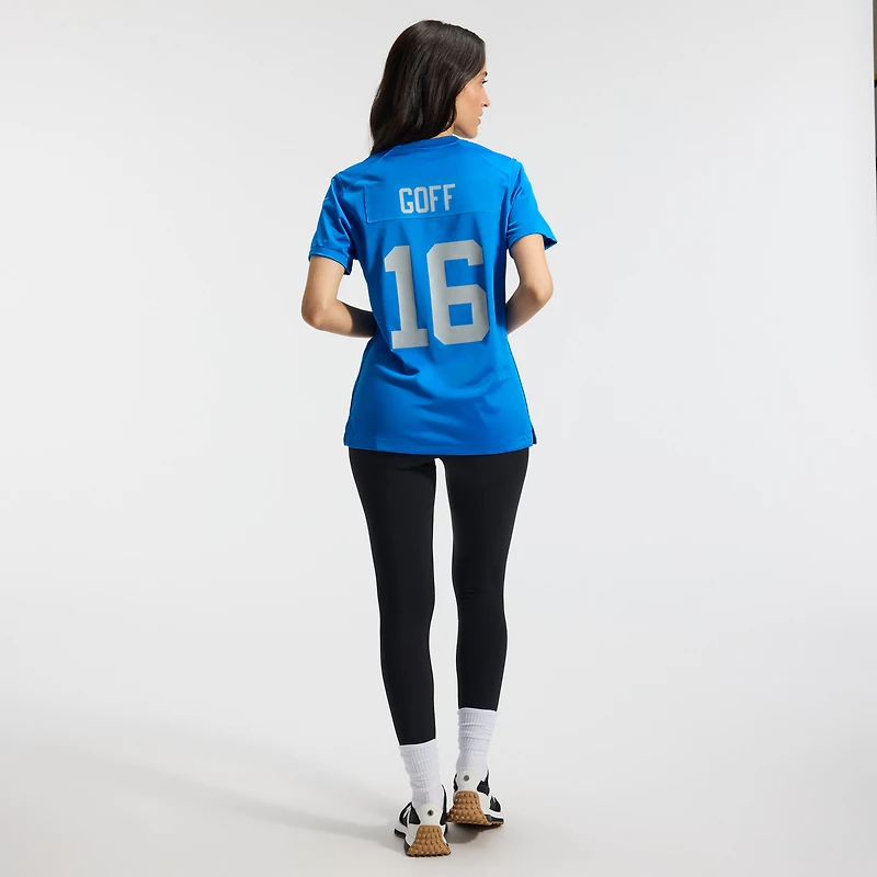 Maillot de match alternatif Nike Jared Goff bleu des Lions Detroit pour femme