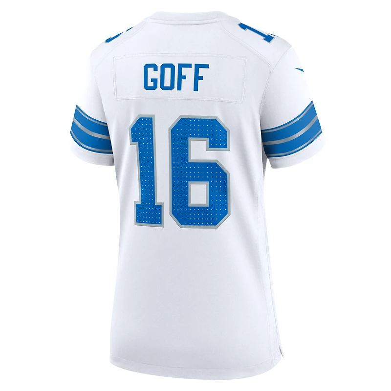 Maillot de match Nike Jared Goff des Detroit Lions blanc pour femme