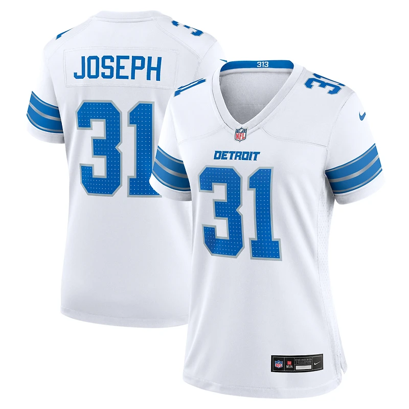 Maillot de match Nike Kerby Joseph blanc Detroit Lions pour femme