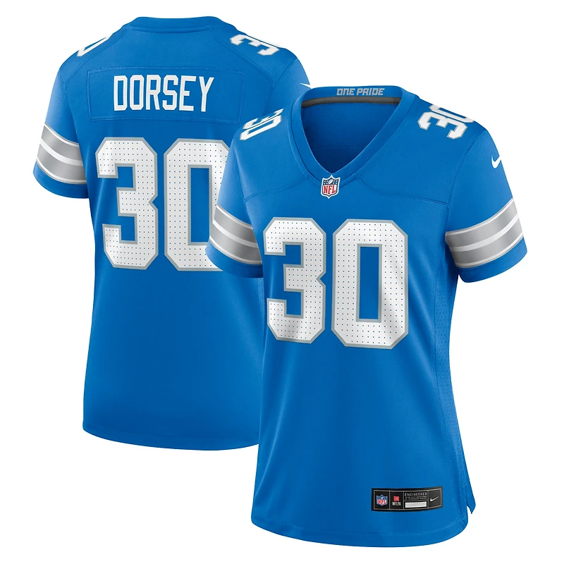 Women's Nike Khalil Dorsey Blue Detroit Lions Team Game Jersey