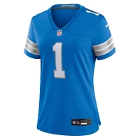 Maillot de match Nike numéro 1 Bride pour femme, bleu, Detroit Lions