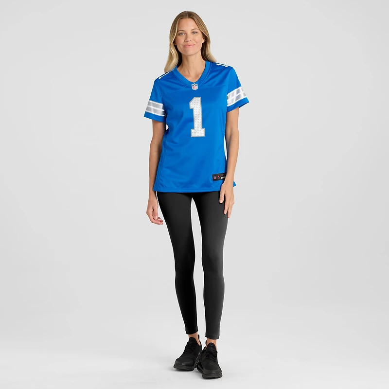 Maillot de match Nike numéro 1 Bride pour femme, bleu, Detroit Lions