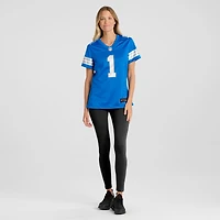 Maillot de match Nike numéro 1 Bride pour femme, bleu, Detroit Lions