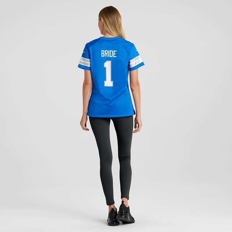 Women's Nike Number 1 Bride Blue Detroit Lions Game Jersey