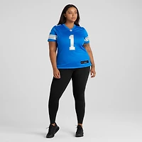 Women's Nike Number 1 Bride Blue Detroit Lions Game Jersey
