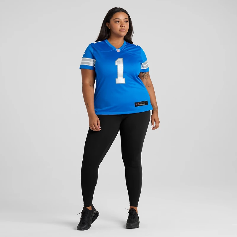 Women's Nike Number 1 Bride Blue Detroit Lions Game Jersey