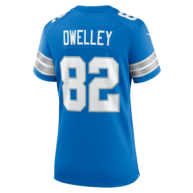 Women's Nike Ross Dwelley  Blue Detroit Lions Team Game Jersey