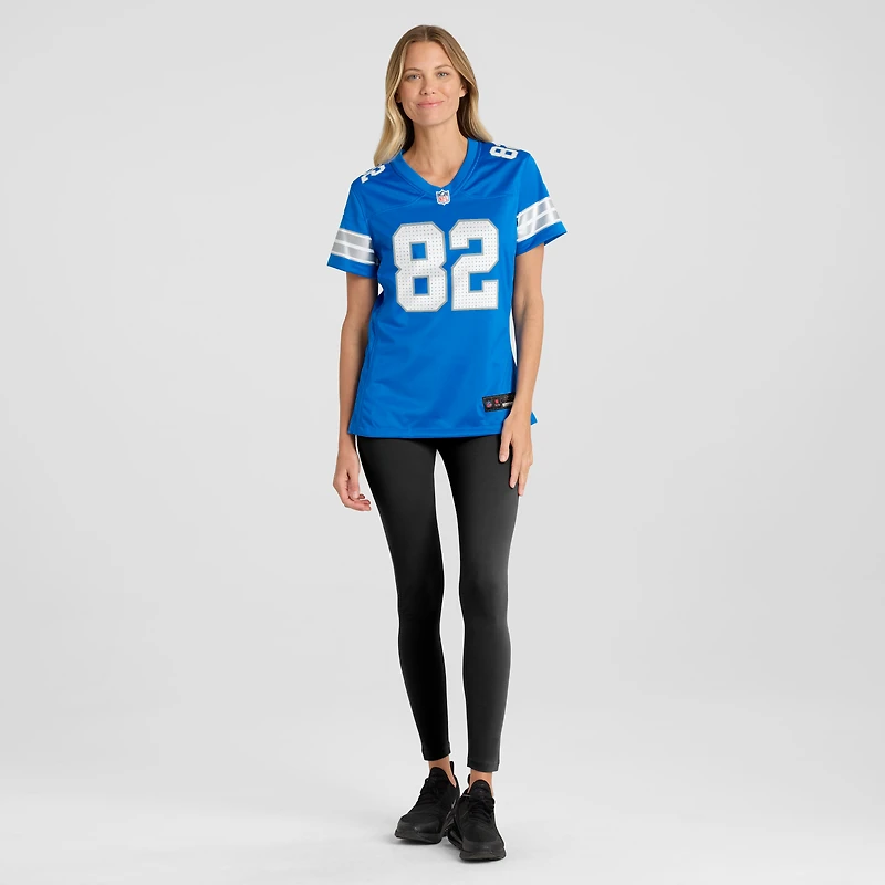 Women's Nike Ross Dwelley  Blue Detroit Lions Team Game Jersey