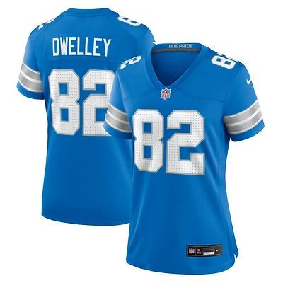 Maillot de match Nike Ross Dwelley bleu des Lions Détroit pour femme