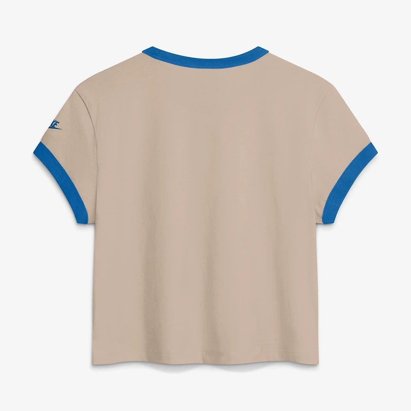 T-shirt court Nike Sand Detroit Lions Rewind Ringer Mod pour femme