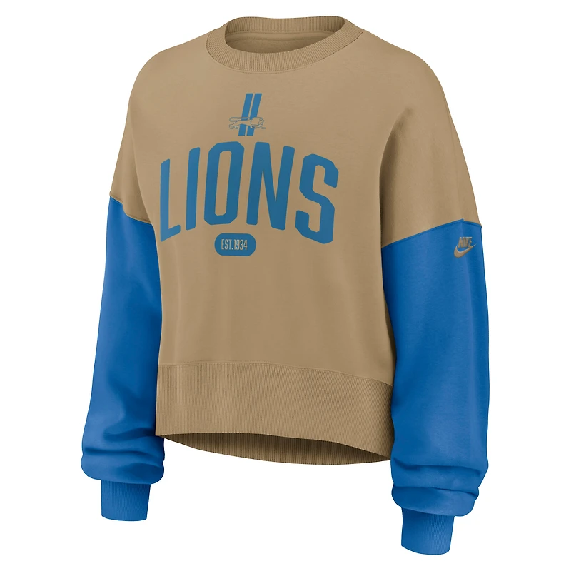 Sweat-shirt surdimensionné Nike Tan Detroit Lions pour femme