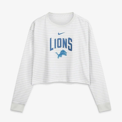 Women's Nike White Detroit Lions Loose Fit Crop Top