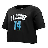 T-shirt court et boxy noir Pro Standard Amon-Ra St. Brown pour femme avec nom numéro de joueur des Lions Detroit