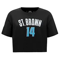 T-shirt court et boxy noir Pro Standard Amon-Ra St. Brown pour femme avec nom numéro de joueur des Lions Detroit