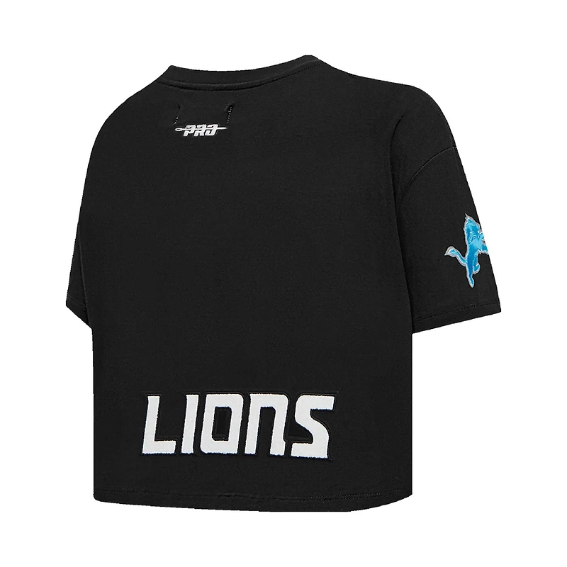 T-shirt court et boxy noir Pro Standard Amon-Ra St. Brown pour femme avec nom numéro de joueur des Lions Detroit