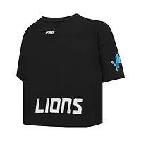 T-shirt court et boxy noir Pro Standard Amon-Ra St. Brown pour femme avec nom numéro de joueur des Lions Detroit