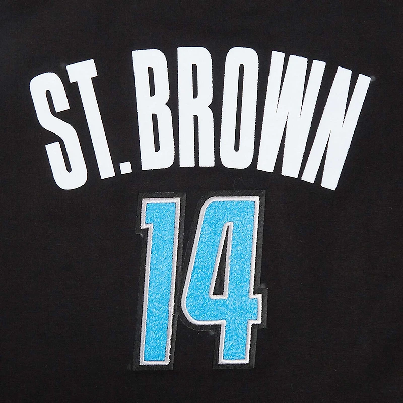 T-shirt court et boxy noir Pro Standard Amon-Ra St. Brown pour femme avec nom numéro de joueur des Lions Detroit