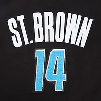 T-shirt court et boxy noir Pro Standard Amon-Ra St. Brown pour femme avec nom numéro de joueur des Lions Detroit