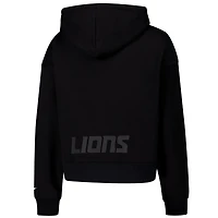 Women's Pro Standard Black Detroit Lions Jeweled Cropped Pullover Hoodie