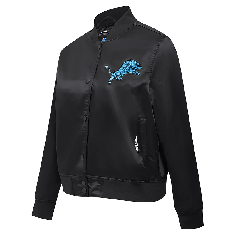 Veste à boutons-pression en satin ornée de bijoux Detroit Lions Pro Standard pour femme