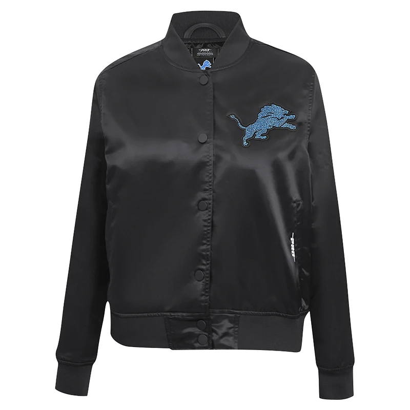 Veste à boutons-pression en satin ornée de bijoux Detroit Lions Pro Standard pour femme