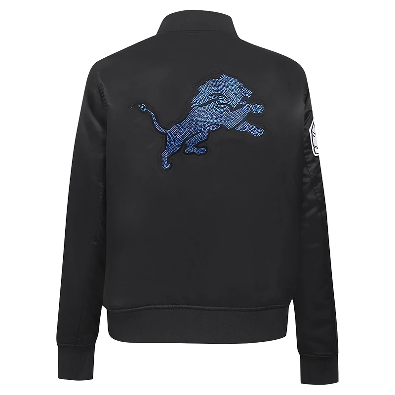 Veste à boutons-pression en satin ornée de bijoux Detroit Lions Pro Standard pour femme