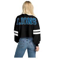 T-shirt à manches longues rayé oversize noir Detroit Lions Spirit Jersey pour femme