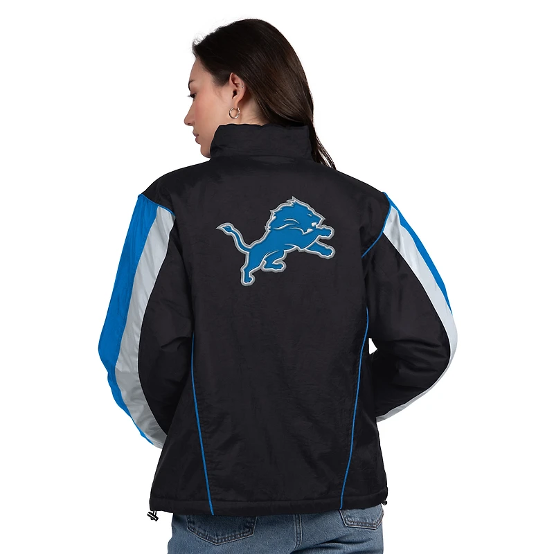 Veste demi-zippée noire/bleue Detroit Lions Thursday Night Gridiron pour femme