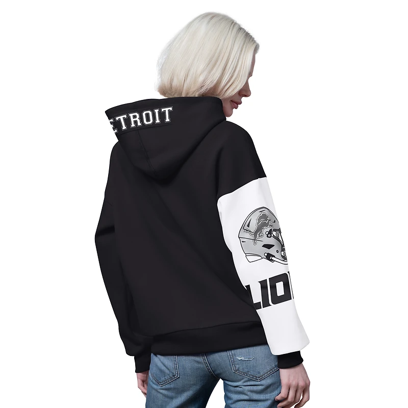 Sweat à capuche zippé noir pour femme Detroit Lions 4th Down