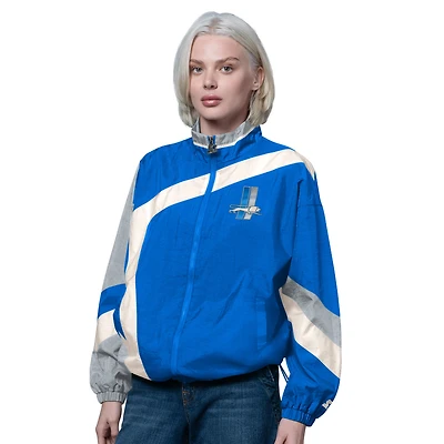 Women's Starter Blue/Silver Detroit Lions Vintage 1st Quarter Full-Zip Windbreaker