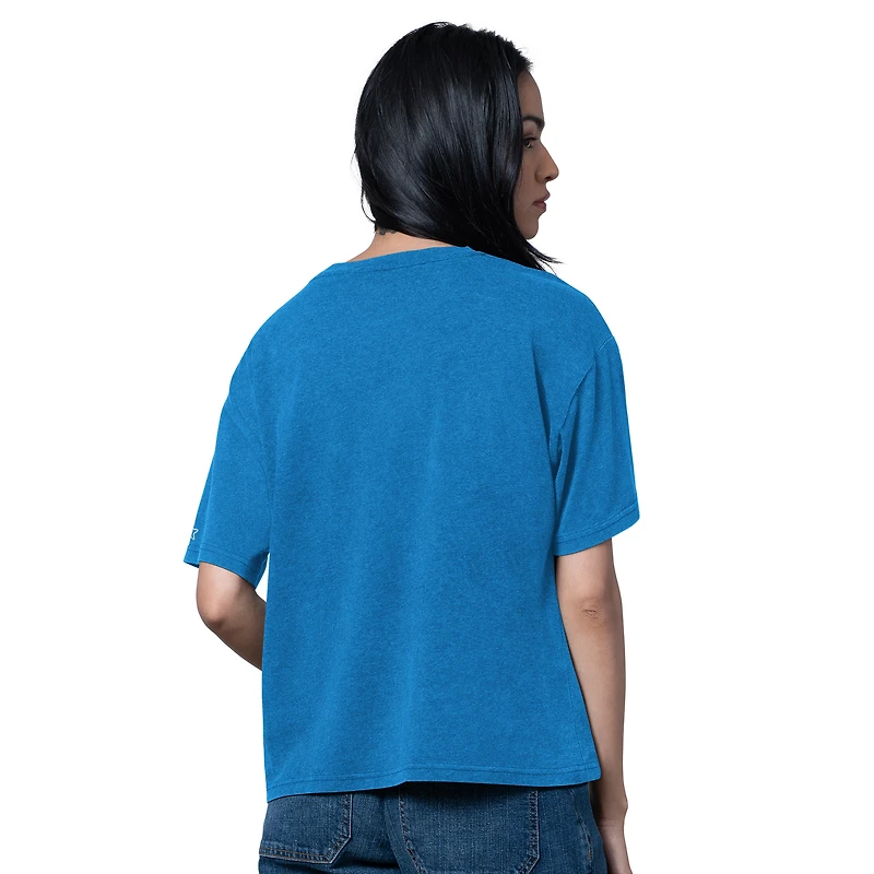 T-shirt boxy bleu chiné pour femme, modèle Starter, Temple de la renommée des Lions Détroit