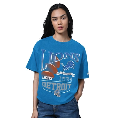 Women's Starter  Heather Blue Detroit Lions Hall of Fame Boxy T-Shirt